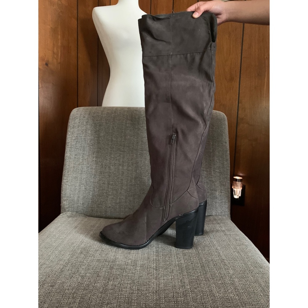 Knee high gray boots